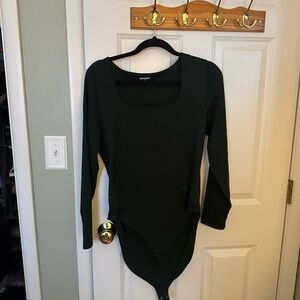 Old Navy Women's Dark Green Long Sleeve Bodysuit